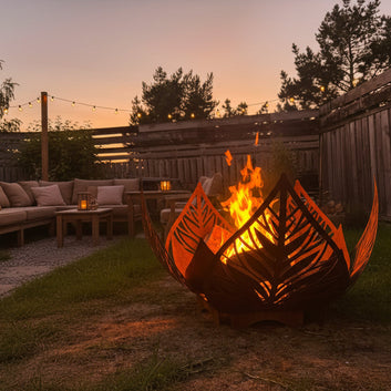 Custom Corten Leaf Lotus Brazier